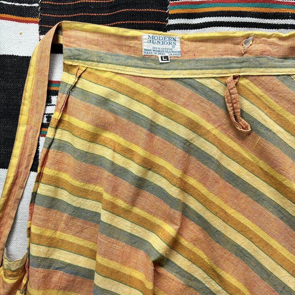 Vintage 70’s Modern Junior Cotton Wrap Around Skirt. Large. Boho. Rare Vintage. - Picture 9 of 16